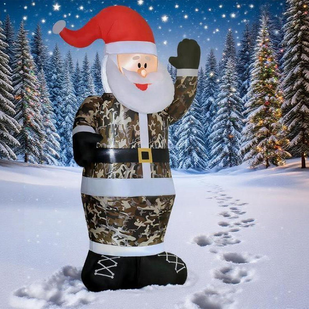 8FT Inflatable Camouflage Santa with LED Lights & Fan