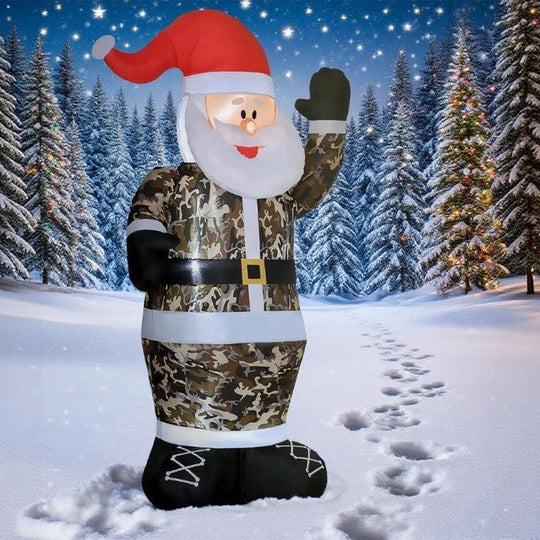 8FT Inflatable Camouflage Santa with LED Lights & Fan