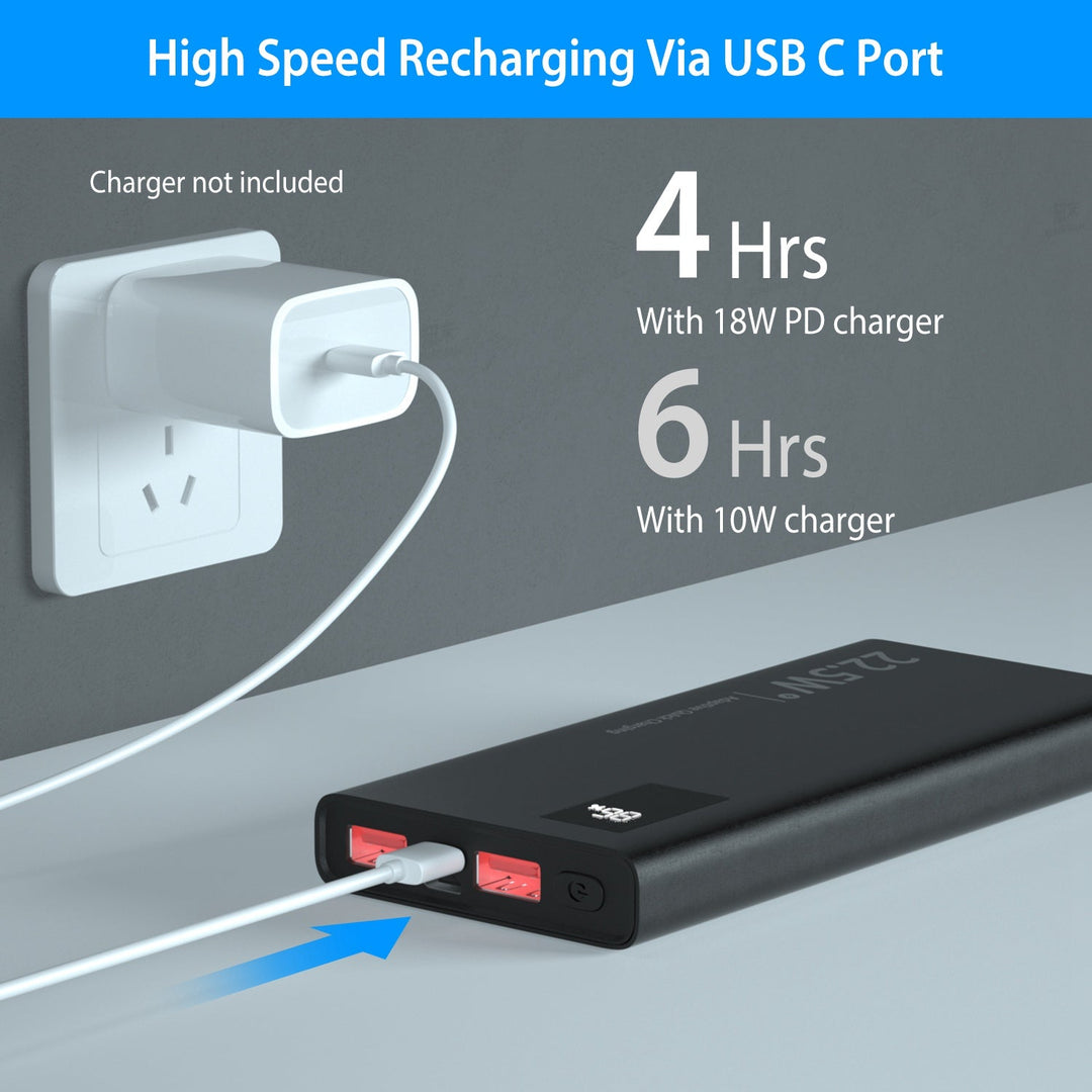 10000Mah Power Bank Portable Charger External Battery Pack 22.5W Super Fast Charging PD &QC 3.0 with LED Display Fit for iPhone Samsung
