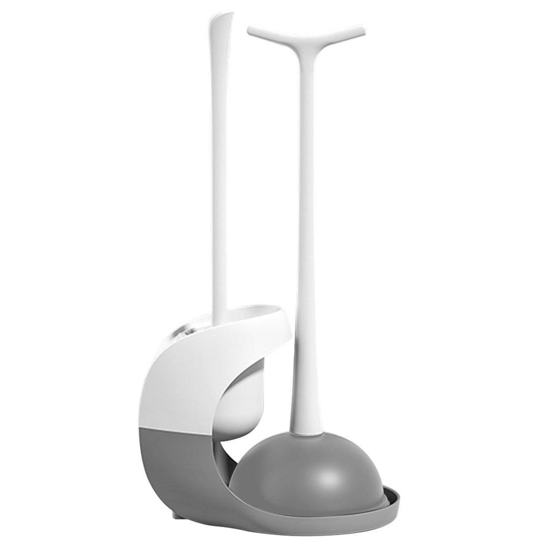 Toilet Plunger and Brush Combo Set with Ventilated Holder 2 in 1 Toilet Cleaning Tools Set with Caddy Stand for Bathroom