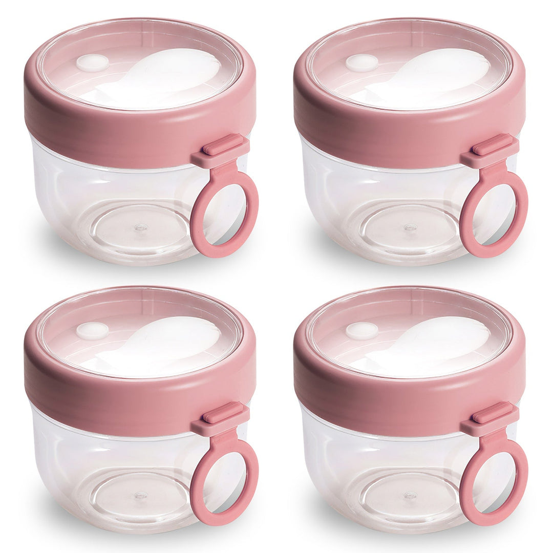 4Pcs Overnight Oats Containers with Lids and Folding Spoons 20OZ Portable Leak-proof Oats Jar For Milk Vegetable and Fruit Salad Yogurt Breakfast Cere
