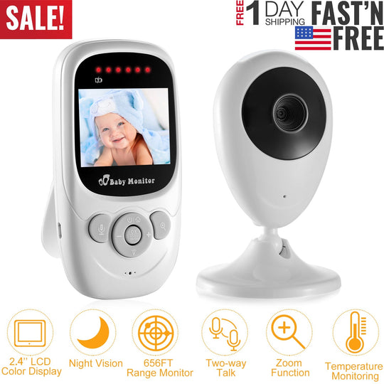656FT Video Baby Monitor w/ Digital Camera Infrared Night Vision 2.4ÕÕ LCD Two-way Talk Zoom Function 2.4GHz Wireless Transmission Temperature Monitor