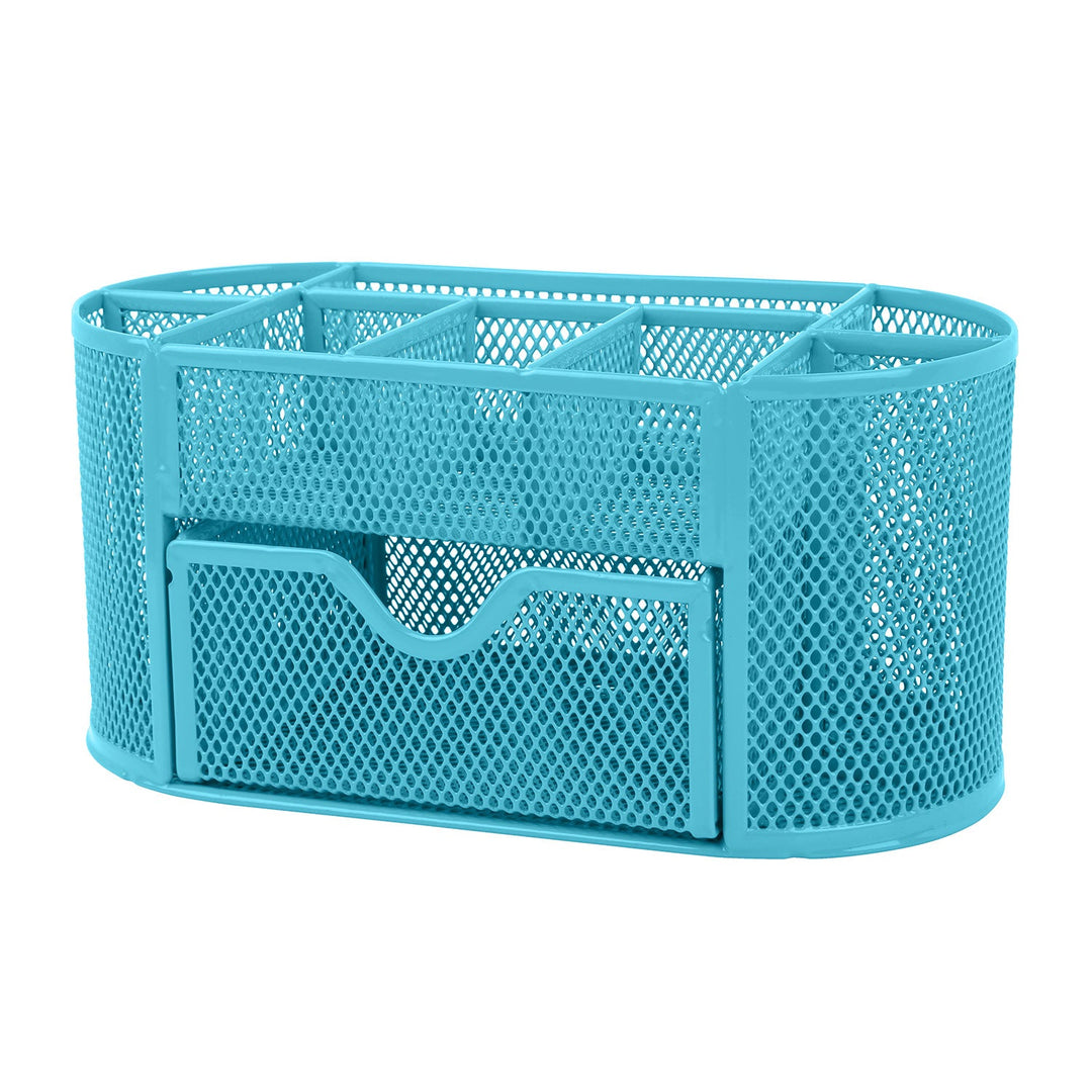 Metal Mesh Pencil Holders Desk Organizer w/9 Compartment Pen Holder Storage
