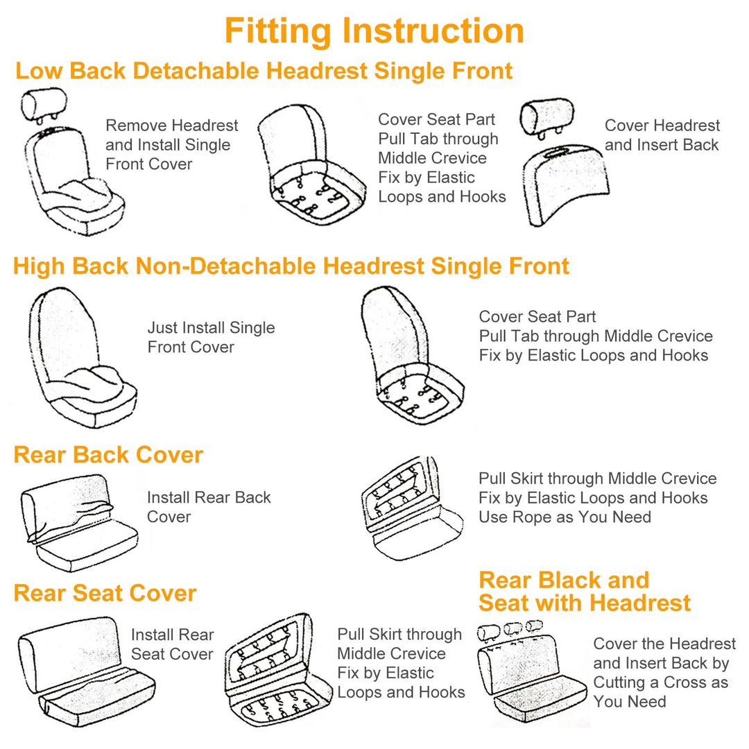 9Pcs Full Set Car Seat Covers For Auto Truck SUV Universal Front Rear Car Seats Headrest Protectors Split Bench Compatible