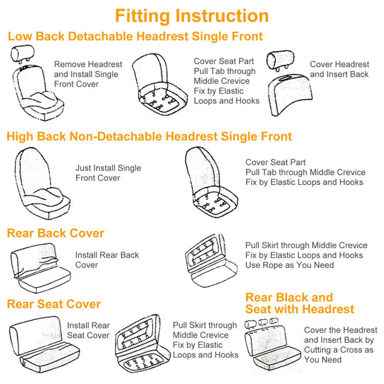 9Pcs Full Set Car Seat Covers For Auto Truck SUV Universal Front Rear Car Seats Headrest Protectors Split Bench Compatible