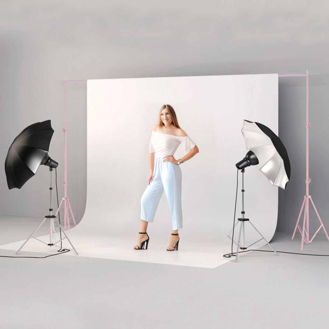 6.5 x 10ft Photo Video Studio Backdrop Background Stand Adjustable Heavy Duty Photography Backdrop Support Stand Set wit
