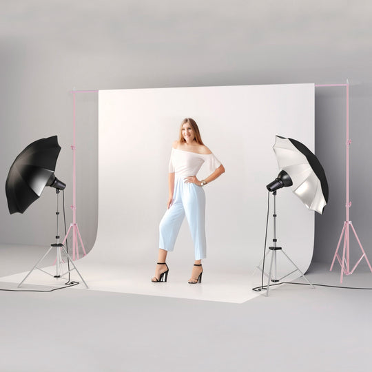 6.5 x 10ft Photo Video Studio Backdrop Background Stand Adjustable Heavy Duty Photography Backdrop Support Stand Set wit