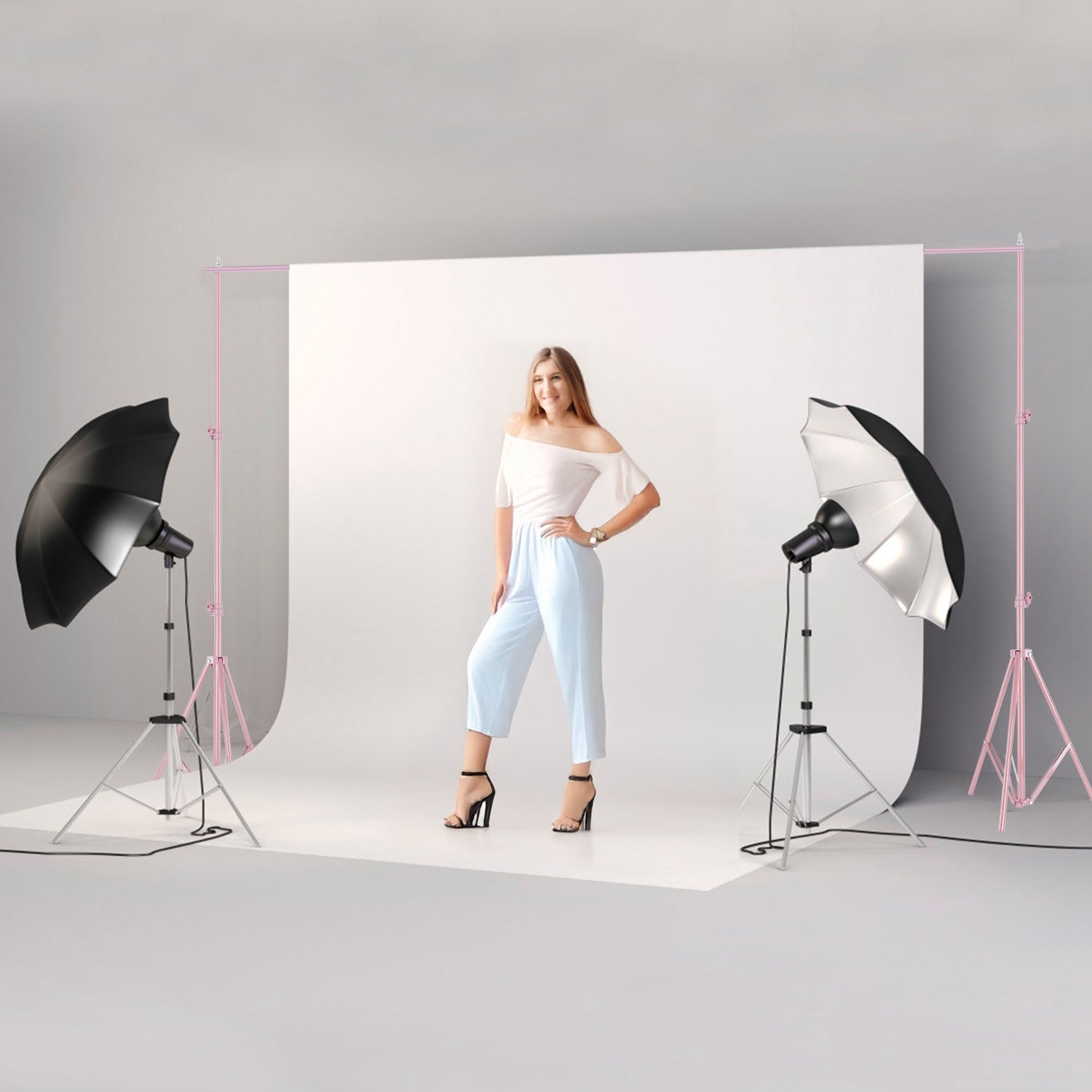 6.5 x 10ft Photo Video Studio Backdrop Background Stand Adjustable Hea ...