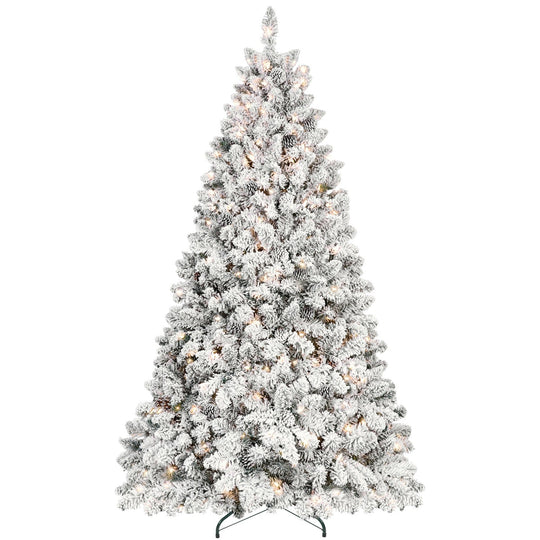 5FT Pre-Lit Flocked Christmas Tree with 300 Warm White LEDs