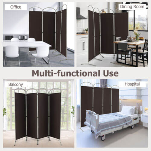 6.2Ft Folding 4-Panel Room Divider for Home Office Living Room