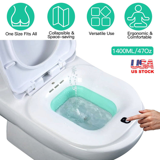 Foldable Postpartum Care Basin Sitz Toilet Seat Bidet Basin Battery Powered Toilet Bidet for Pregnant Postpartum Hemorrhoid Elderly Care 1400ML/47Oz