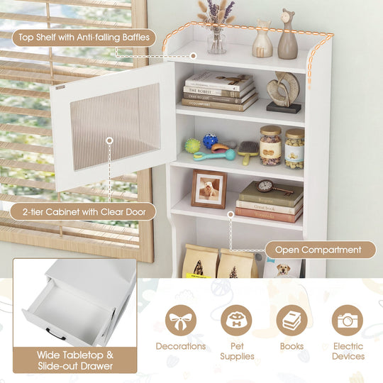 Cat Litter Box Enclosure with LED Light & Charging Station