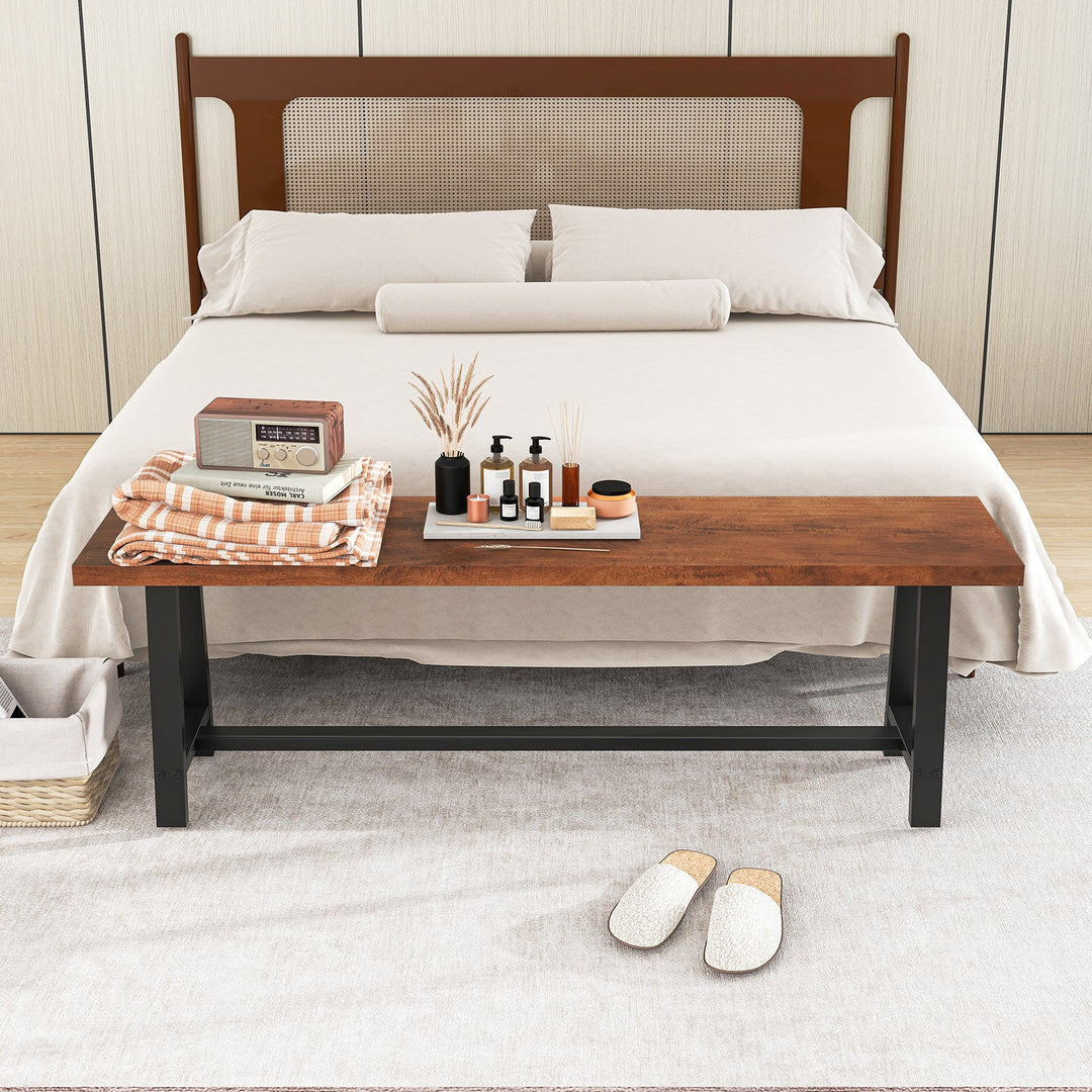 40 Inch Dining Bench 2 Person Entryway Shoe Bench with Metal Frame