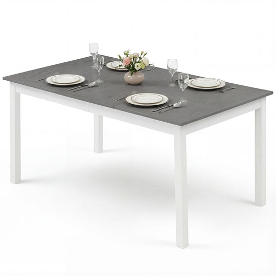 60 Inch Rectangular Dinner Table with Solid Rubber Wood Legs