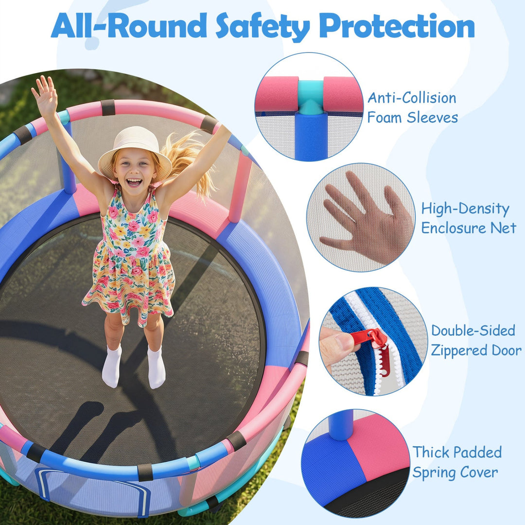 60-Inch Kids Trampoline with Adjustable Gymnastics Bar