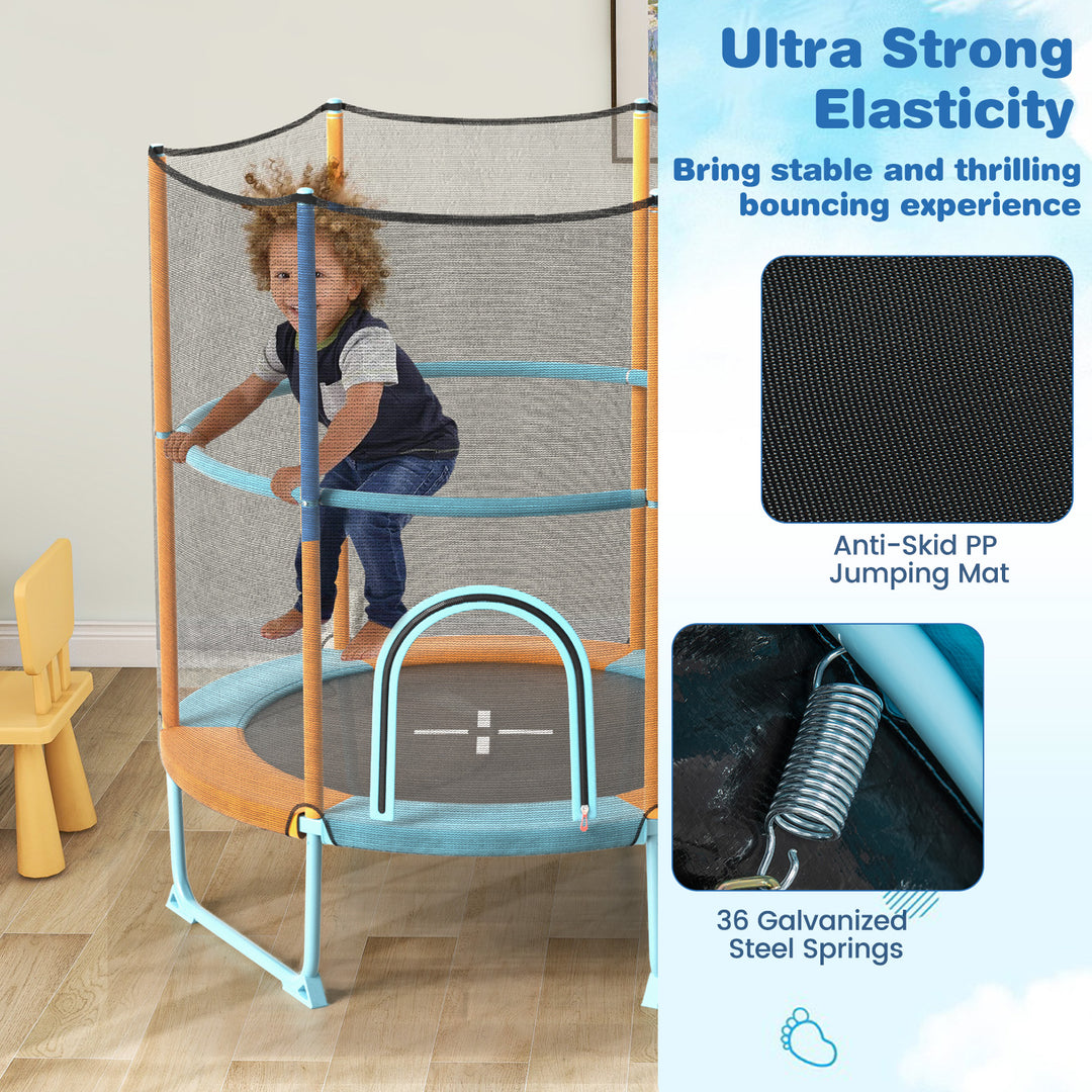 60 Inch Trampoline with Gymnastic Bar and Rings for Kids-Orange