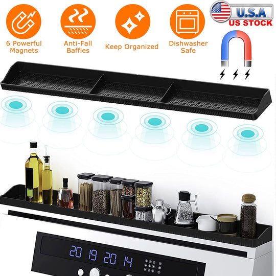 Magnetic Stove Top Shelf Silicone Over Stove Spice Rack Non-Slip Kitchen Oven Shelf Organizer for Kitchen Stove