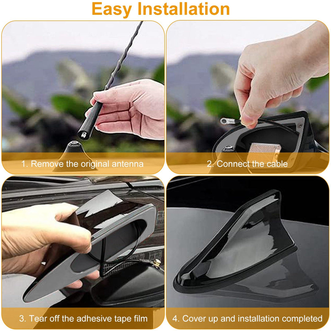 Car Shark Fin Antenna Cover Waterproof Signal Car Antenna Replacement w/ Adhesive Tape Base Fits for Universal Auto Cars Ford Van Truck Jeep SUV