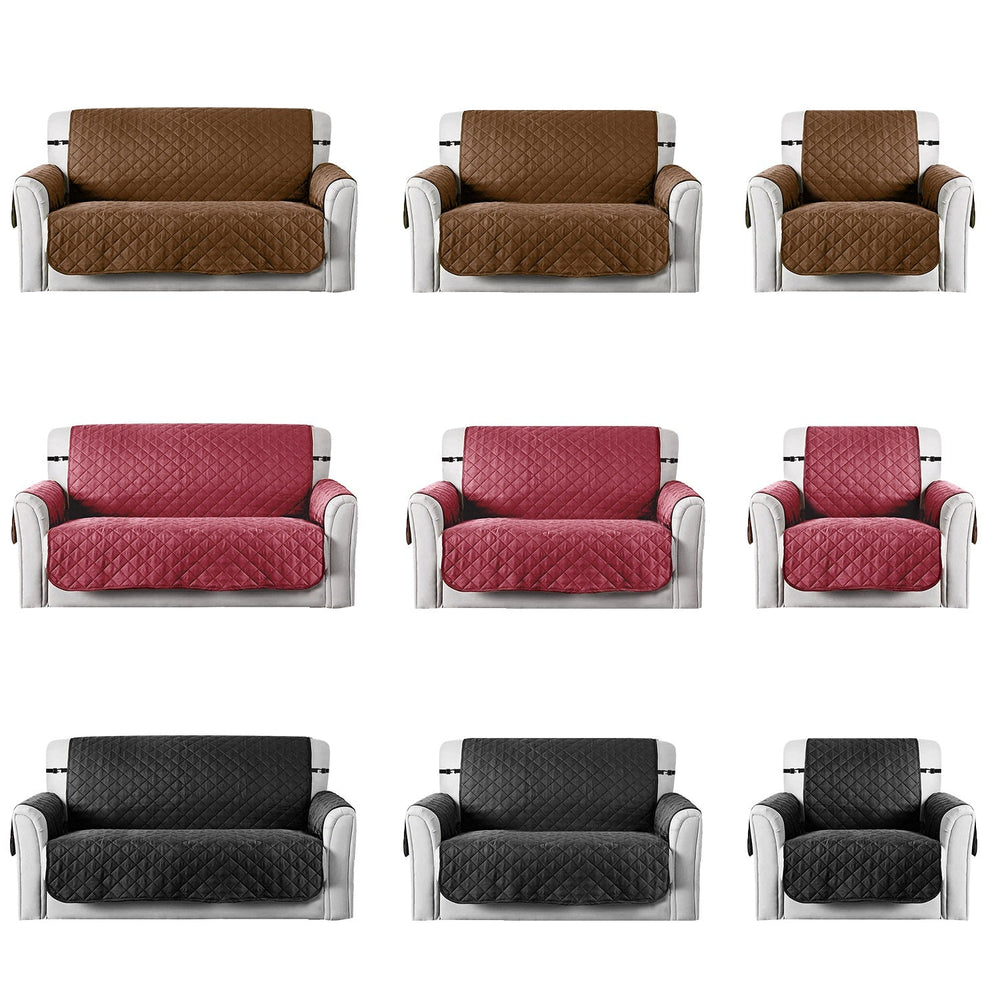 Reversible Sofa Cover Chair Loveseat Couch Slipcover Microfiber Cushion Furniture Protector Shield Water-Resistant w/ Elastic Strap for Kids Pet Dog C