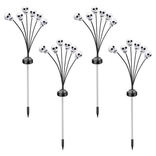 Solar Skull Lights Outdoor Halloween Decorations 4 Pack
