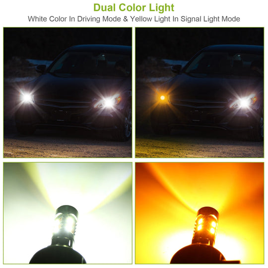 2 Pcs T25 3157 800LM Turn Signal Parking DRL LED Light Bulbs with LED Load Resistors Light Decoder Kit