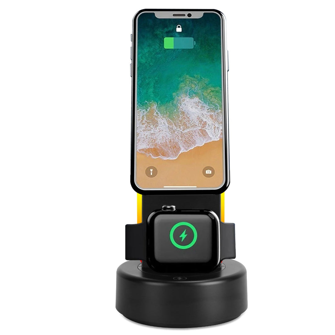 3 In 1 Magsafe Charger Wireless Charging Station Magnetic Charger Dock with 5 RGB Light Modes for IOS Phone 12-15 Airpods iWatches