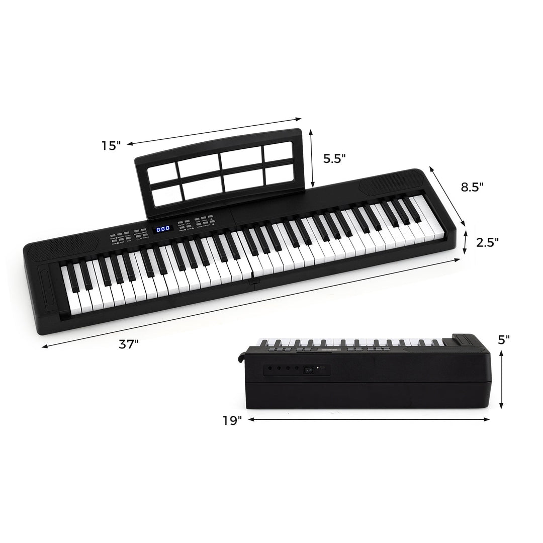 61-Key Foldable Piano Keyboard Full-size Electronic Keyboard with MIDI and Split Function