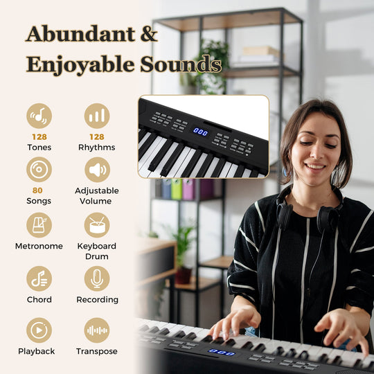 61-Key Foldable Piano Keyboard Full-size Electronic Keyboard with MIDI and Split Function