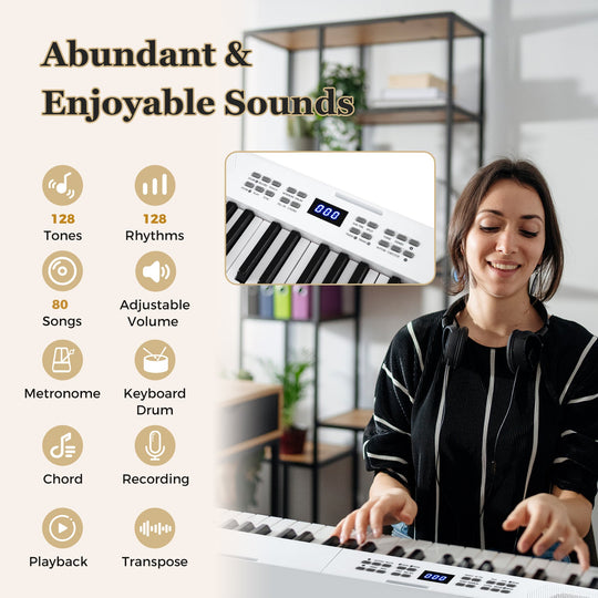 61-Key Foldable Piano Keyboard Full-size Electronic Keyboard with MIDI and Split Function