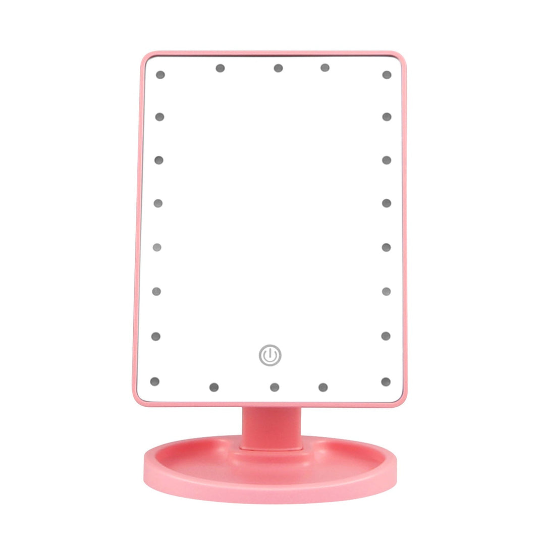 22 LED Lights Rechargeable Cosmetic Mirror 180¡ Rotation Makeup Mirror Touch Control Dimmable Vanity Mirror