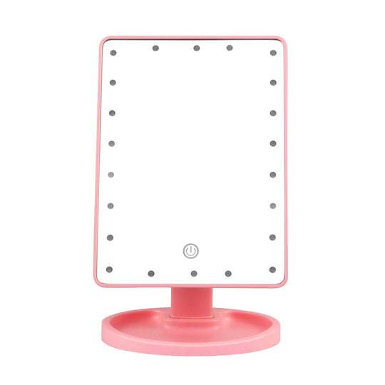 22 LED Lights Rechargeable Cosmetic Mirror 180¡ Rotation Makeup Mirror Touch Control Dimmable Vanity Mirror
