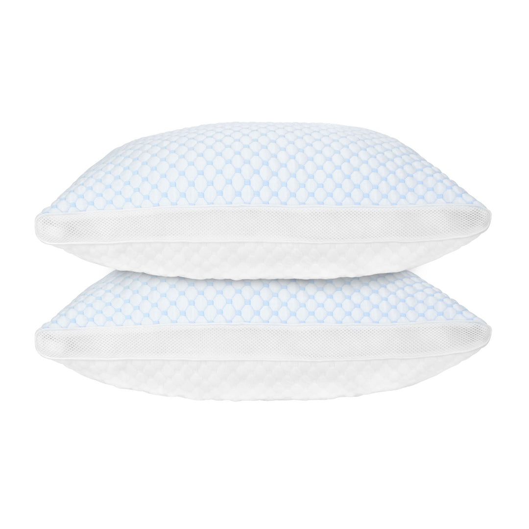 2 Pack Shredded Memory Foam Pillows Adjustable Cool Pillows with Extra Filling Machine Washable Cover for Side Back Stomach Sleepers
