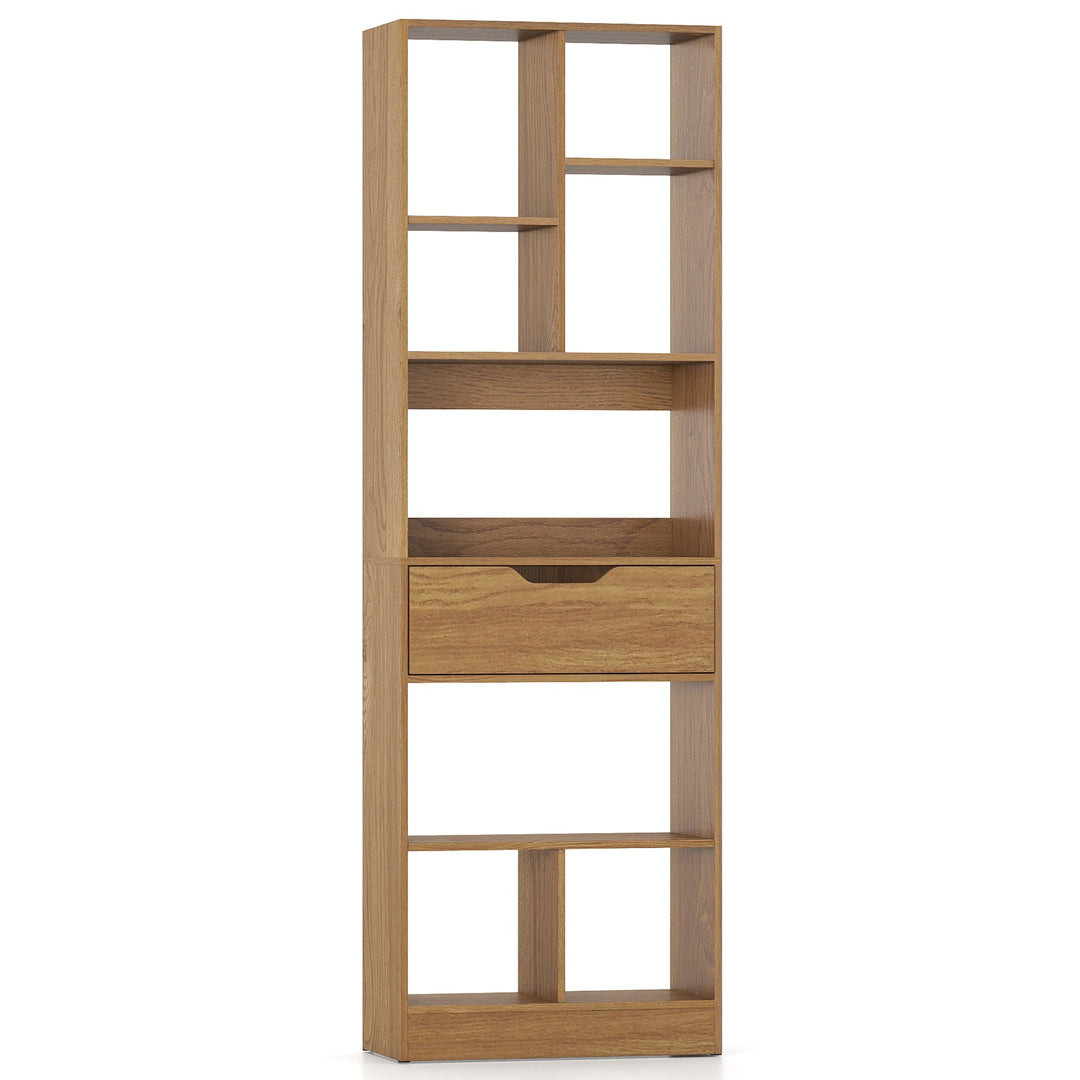 61inch Tall Freestanding Bookcase with Drawer 8-Cube Storage Organizer