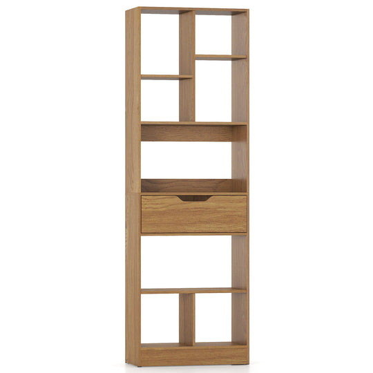 61inch Tall Freestanding Bookcase with Drawer 8-Cube Storage Organizer
