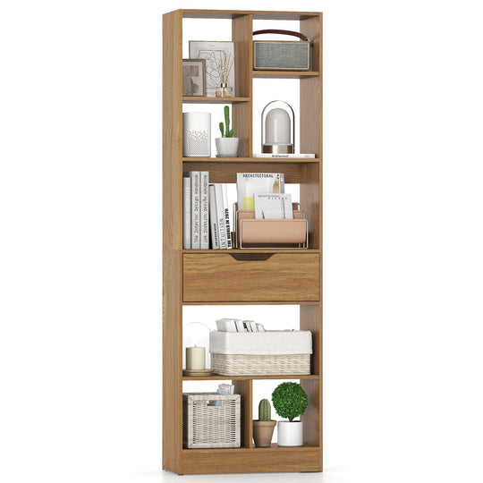 61inch Tall Freestanding Bookcase with Drawer 8-Cube Storage Organizer