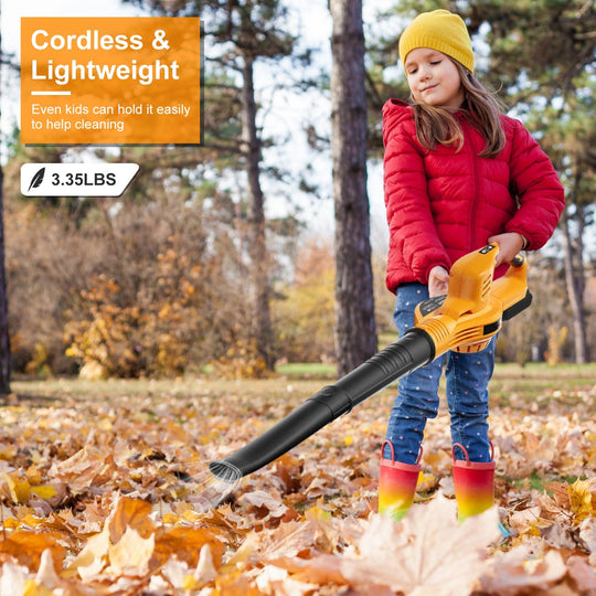 Cordless Leaf Blower Handheld Electric Battery Powered Air BlowerÊMax 124MPH 300CFM with 2 Adjustable Speeds 2Pcs 18V 2000mA Battery and Charger for Y