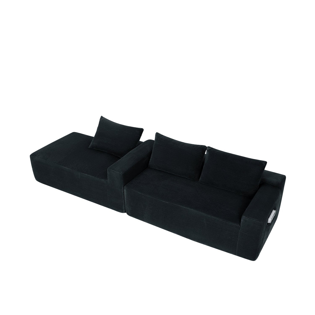 Cloud L-Shaped Corduroy Sectional Sofa with Chaise Lounge