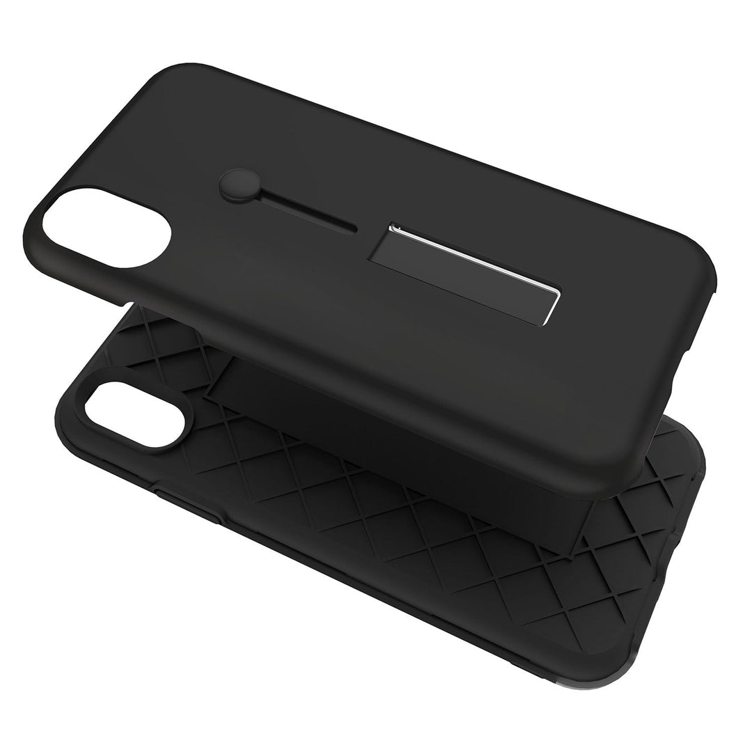 Finger Strap Phone Case for iPhone X Drop-protection Finger Ring Rugged Phone Case with Kickstand Dual Layer Case