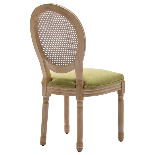 French Oval Rattan Back Dining Chairs Set of 2 - Solid Wood