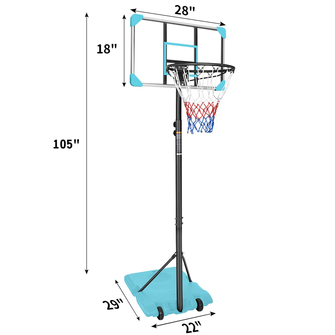 Kids Basketball Hoop Adjustable 5.6-7ft with Wheels