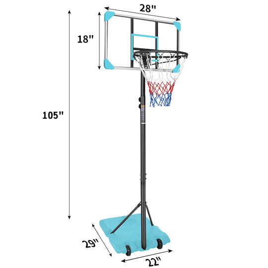 Kids Basketball Hoop Adjustable 5.6-7ft with Wheels
