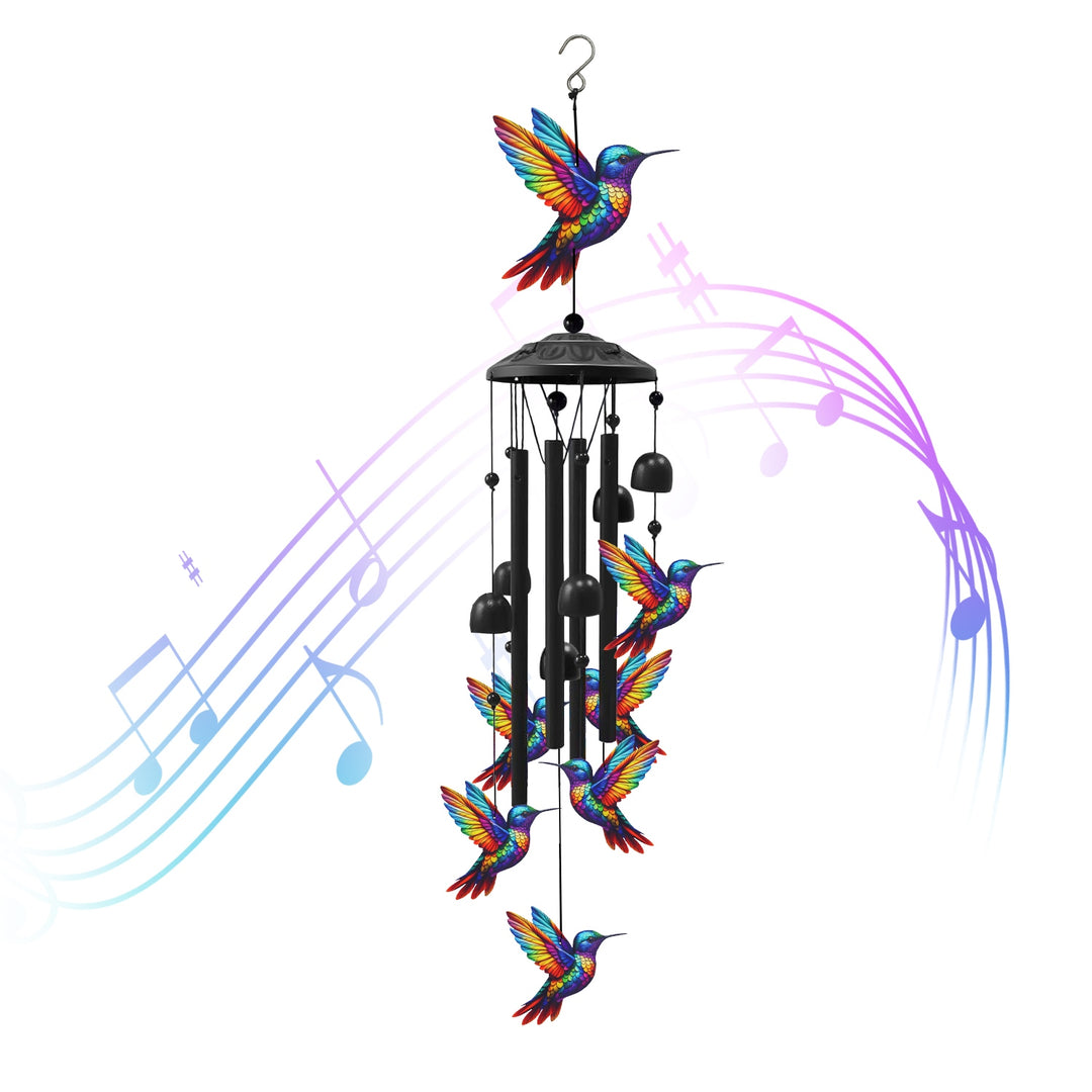 Metal Wind Chimes with Aluminum Tubes - Butterfly & Hummingbird