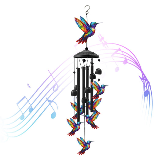 Metal Wind Chimes with Aluminum Tubes - Butterfly & Hummingbird