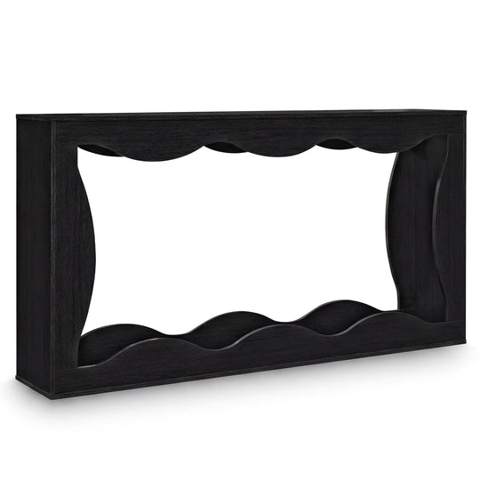 63 Inch Console Table 2-Tier Narrow Entryway Table with Wavy Edge Storage Shelf