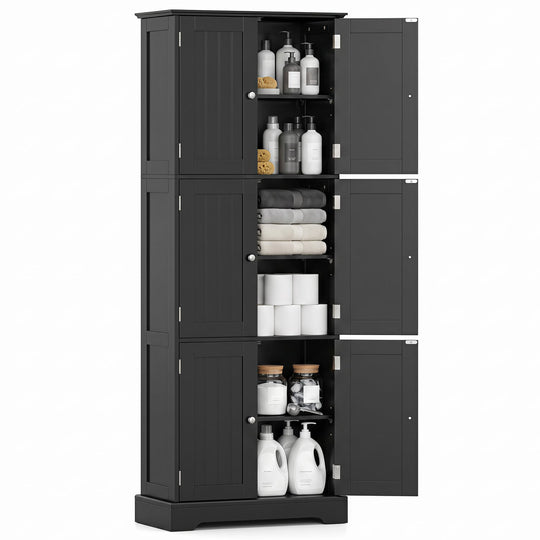63-Inch Tall Bathroom Storage Cabinet with 6 Doors