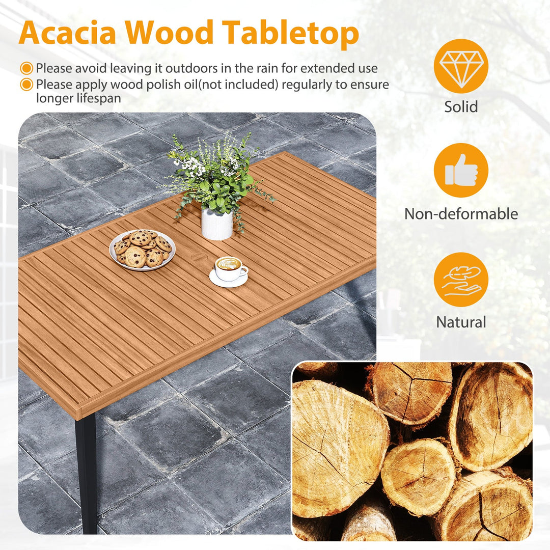 63 Inches Outdoor Indoor Dining Table with 1.97 Inches Umbrella Hole and Metal Legs