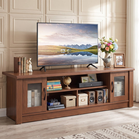 63" Farmhouse TV Stand for 70" TVs with Fluted Doors