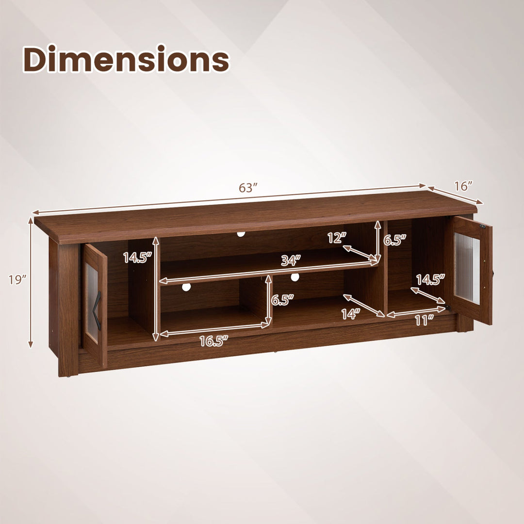 63" Farmhouse TV Stand for 70" TVs with Fluted Doors