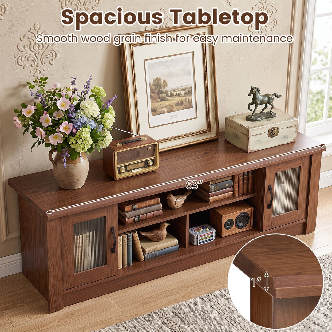 63" Farmhouse TV Stand for 70" TVs with Fluted Doors