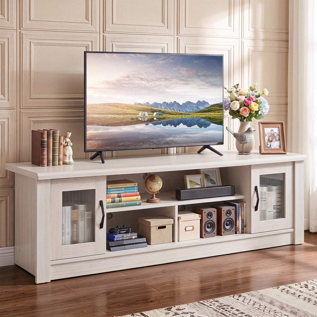 63" Farmhouse TV Stand for 70" TVs with Fluted Doors